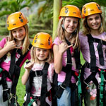 group of young girls after the zip line adventure